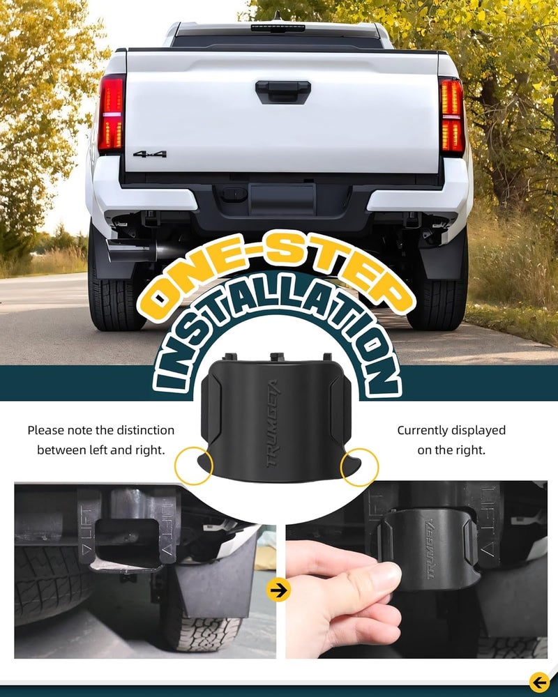 Trumgeta Pair All Black Rear Bumper Crossmember End Caps for 4th Gen Toyota Tacoma Accessories 2024 2025 2026 Waterproof Rubber Stopper Cover Protection - Image 3